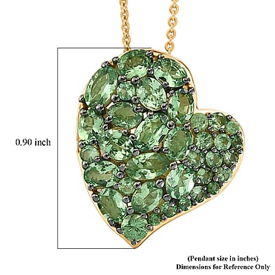 D'Joy Premium Tsavorite Garnet 3.00 ctw Imperial Green Romance Pendant Necklace in 18K Vermeil Yellow Gold Over Sterling Silver 20 Inches