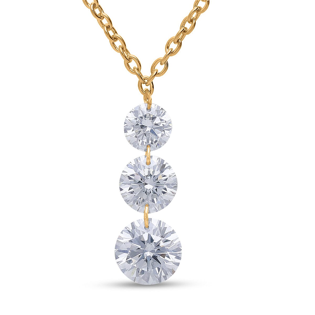Nude Collection Luxuriant Lab Grown Diamond E-F VS 1.50 ctw Floating Spark Droplets Pendant Necklace in 18K Vermeil Yellow Gold Over Sterling Silver (20-22 Inches)