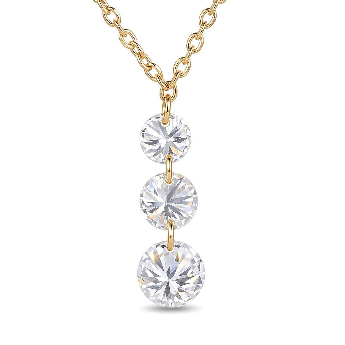 Nude Collection Luxuriant Lab Grown Diamond E-F VS 1.50 ctw Floating Spark Droplets Pendant Necklace in 18K Vermeil Yellow Gold Over Sterling Silver (20-22 Inches)