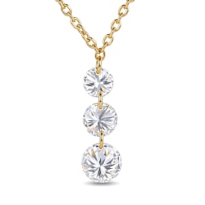 Nude Collection Luxuriant Lab Grown Diamond E-F VS 1.50 ctw Floating Spark Droplets Pendant Necklace in 18K Vermeil Yellow Gold Over Sterling Silver (20-22 Inches)