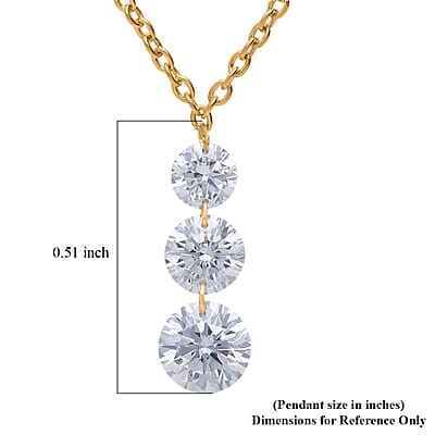 Nude Collection Luxuriant Lab Grown Diamond E-F VS 1.50 ctw Floating Spark Droplets Pendant Necklace in 18K Vermeil Yellow Gold Over Sterling Silver (20-22 Inches)