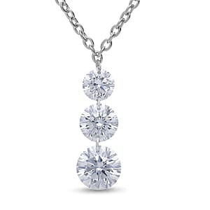 Nude Collection Luxuriant Lab Grown Diamond E-F VS 1.50 ctw Floating Spark Droplets Pendant Necklace in Rhodium Over Sterling Silver (20-22 Inches)