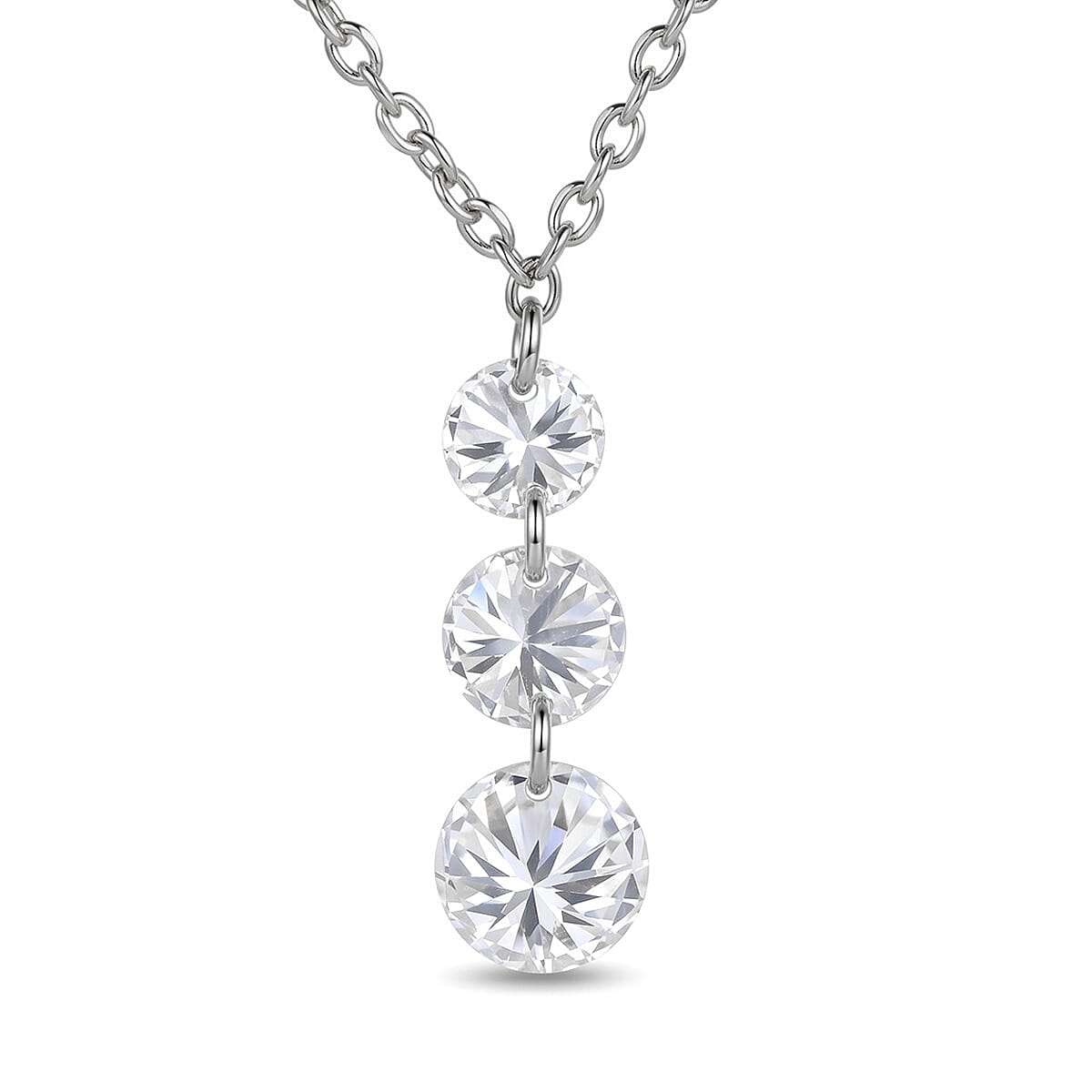 Nude Collection Luxuriant Lab Grown Diamond E-F VS 1.50 ctw Floating Spark Droplets Pendant Necklace in Rhodium Over Sterling Silver (20-22 Inches) image number 3