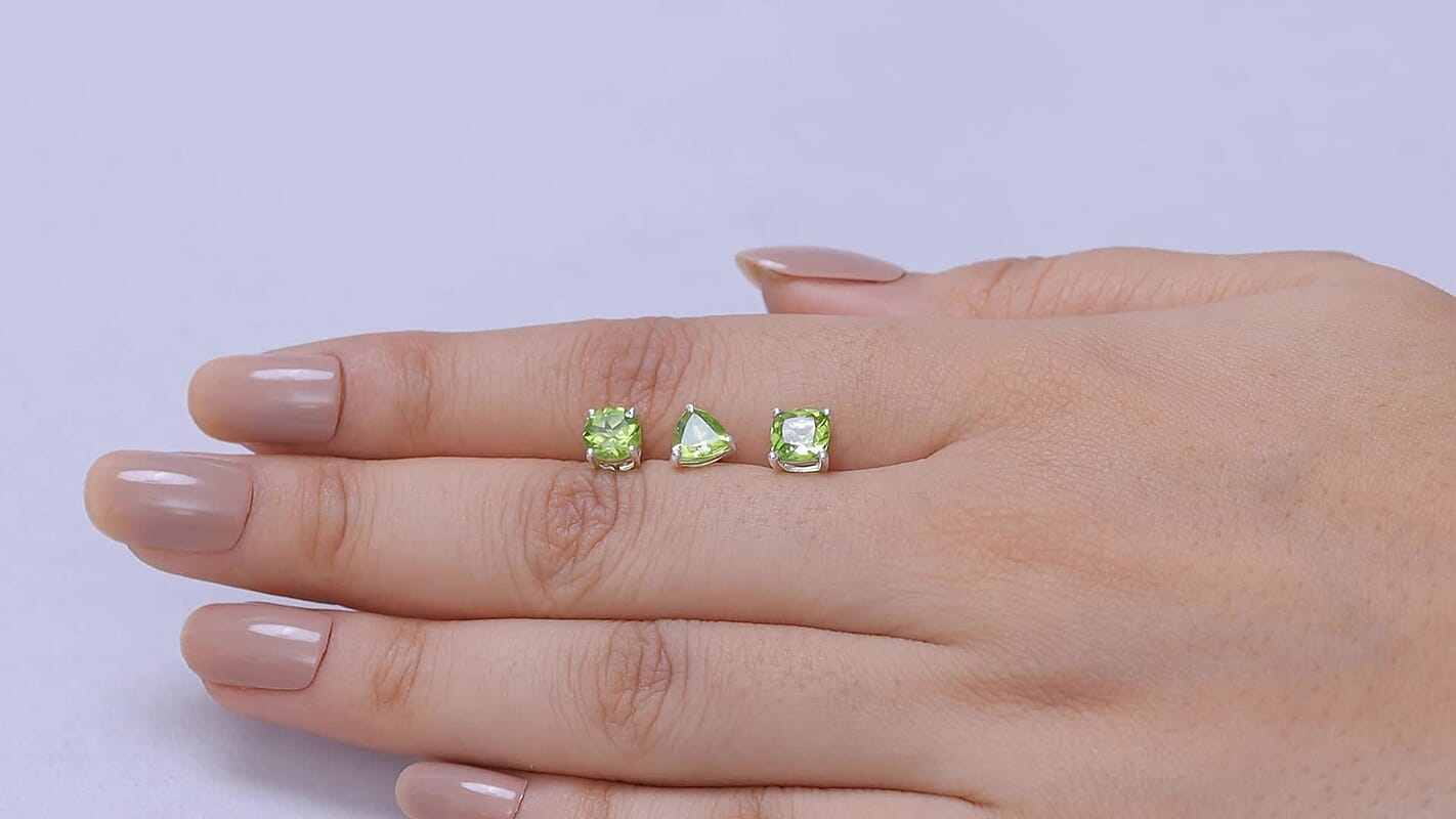 D'Joy Premium Hebei Peridot Set of 3 Earrings in Sterling Silver 5.60 ctw