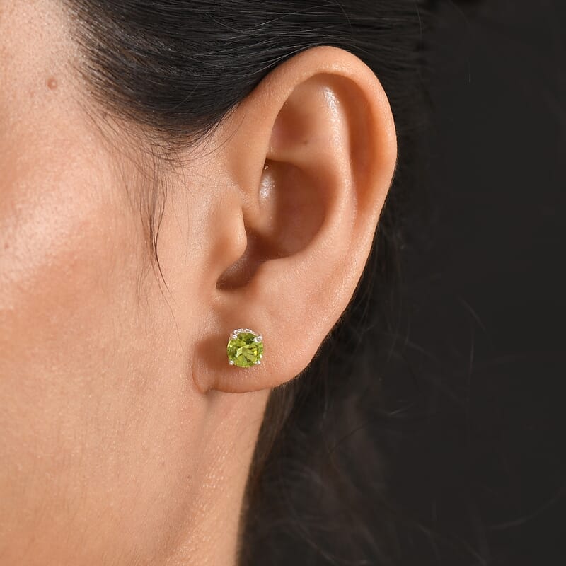 D'Joy Premium Hebei Peridot 5.60 ctw Set of 3 Studs Earrings in Sterling Silver