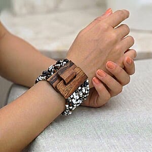 Set of 3 - Multi Strand Seed Bead Bracelet with Wooden Claps