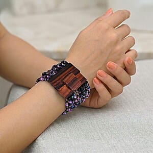 Set of 3 - Multi Strand Seed Bead Bracelet with Wooden Claps