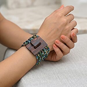 Set of 3 - Multi Strand Seed Bead Bracelet with Wooden Claps