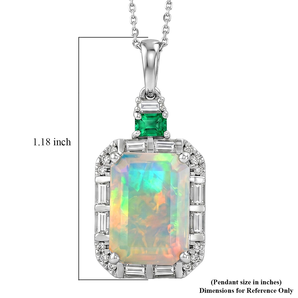D'Joy AAA Ethiopian Welo Opal and Multi Gemstone 6.40 ctw Architect Muse Pendant Necklace in Rhodium Over Sterling Silver 20 Inches