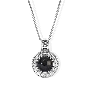 EverTrue Black Jade (D) 7.25 ctw Pendant Necklace (20 Inches) in Stainless Steel