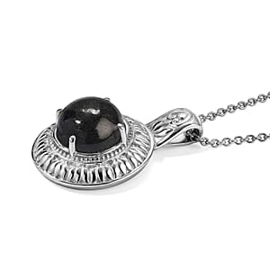 EverTrue Black Jade (D) 7.25 ctw Pendant Necklace (20 Inches) in Stainless Steel