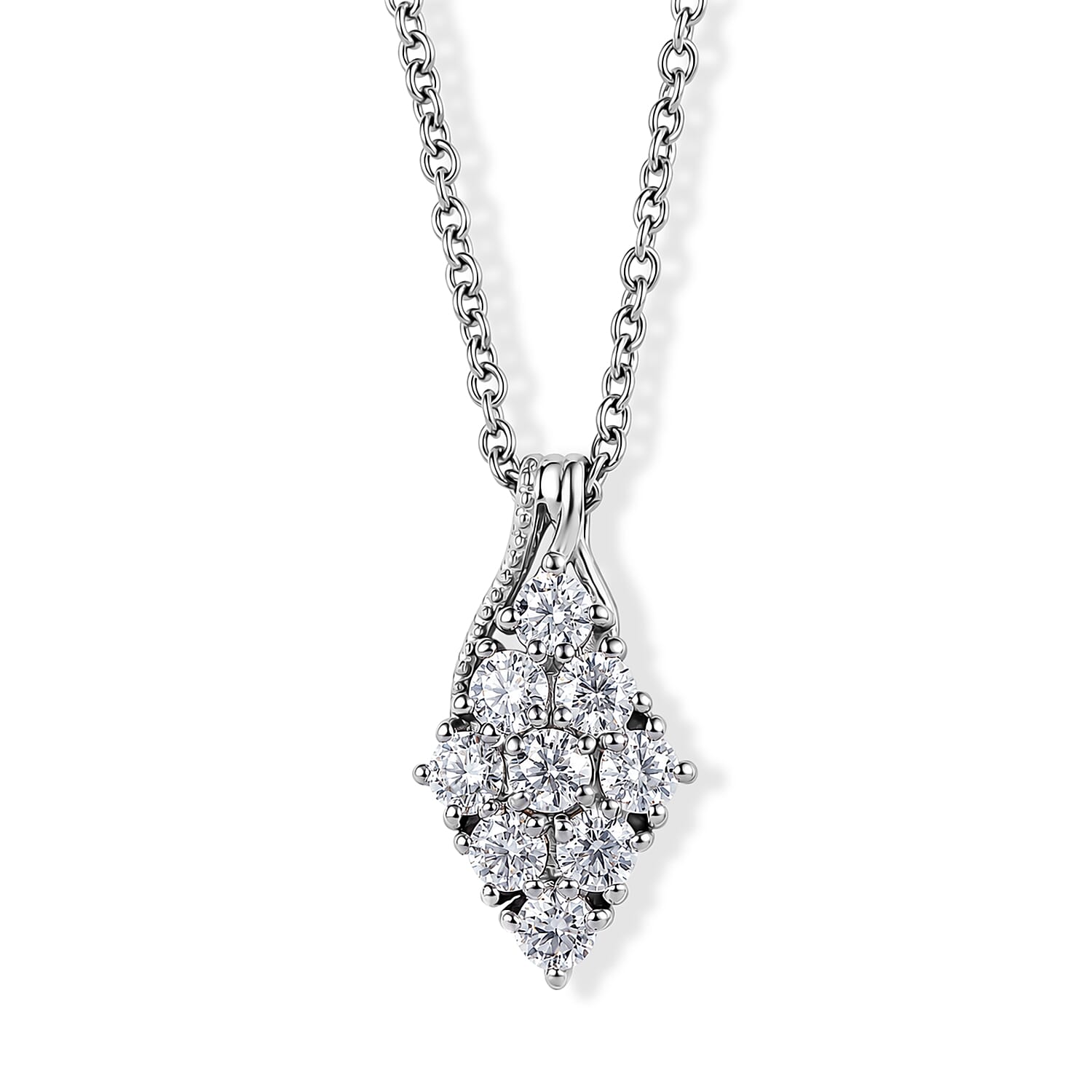 EverTrue Moissanite 0.85 ctw Pendant in Platinum Bond with Stainless Steel Necklace (20 Inches)