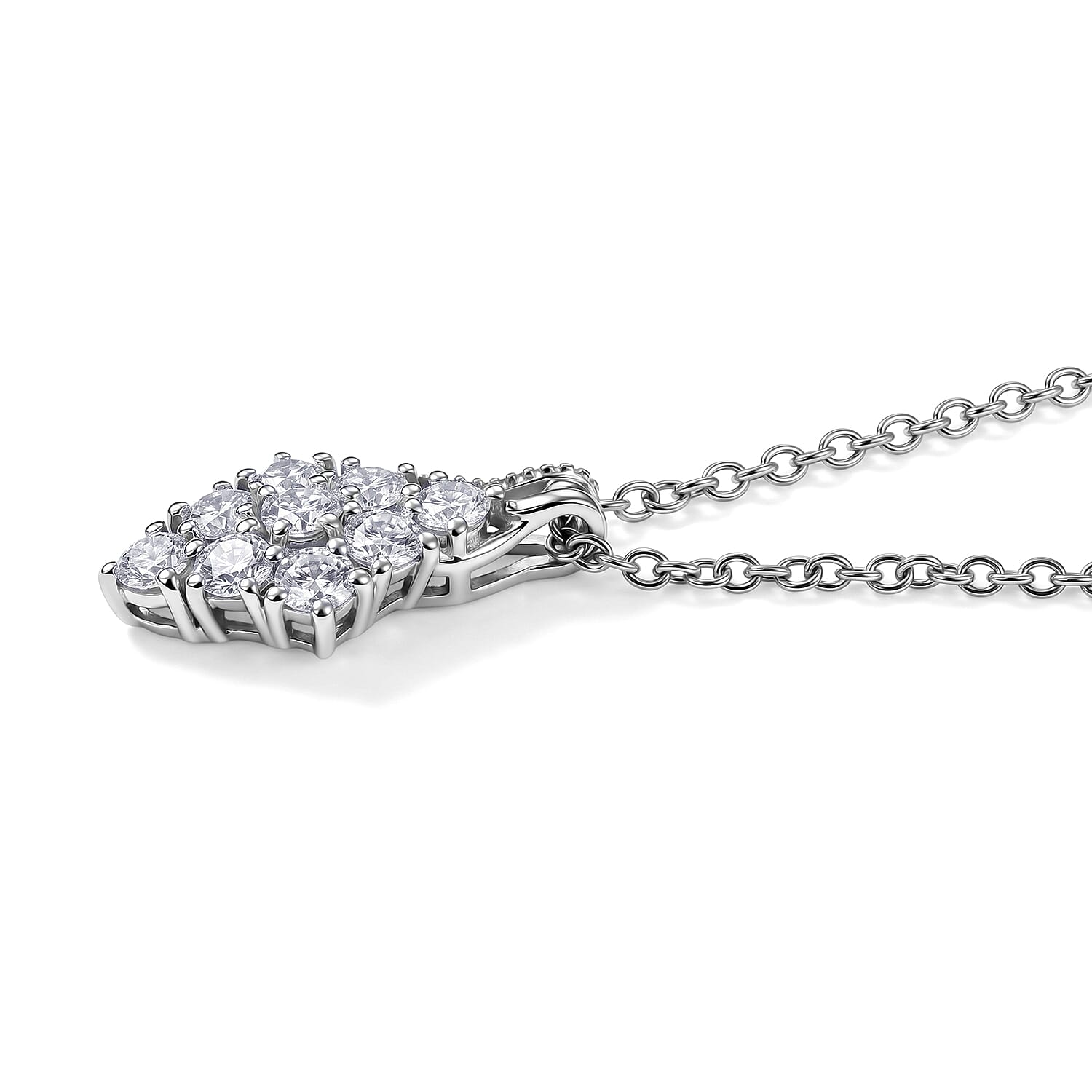EverTrue Moissanite 0.85 ctw Pendant in Platinum Bond with Stainless Steel Necklace (20 Inches)