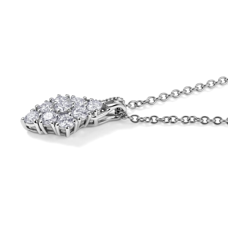 EverTrue Moissanite 0.85 ctw Pendant in Platinum Bond with Stainless Steel Necklace (20 Inches)