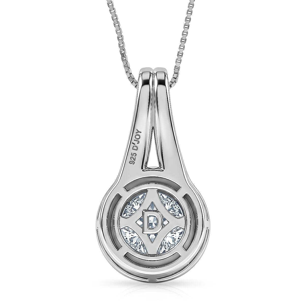 D'Joy 161 Facets Portuguese Cut Moissanite 2.75 ctw Eternal Sparkle Classic Halo Pendant Necklace in Rhodium Over Sterling Silver 18 Inches