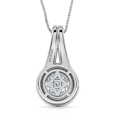 D'Joy 161 Facets Portuguese Cut Moissanite 2.75 ctw Eternal Sparkle Classic Halo Pendant Necklace in Rhodium Over Sterling Silver 18 Inches