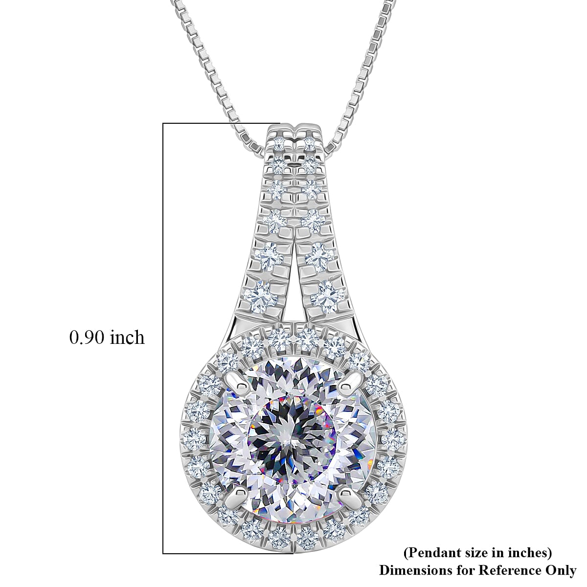 D'Joy 161 Facets Portuguese Cut Moissanite 2.75 ctw Eternal Sparkle Classic Halo Pendant Necklace in Rhodium Over Sterling Silver 18 Inches image number 5