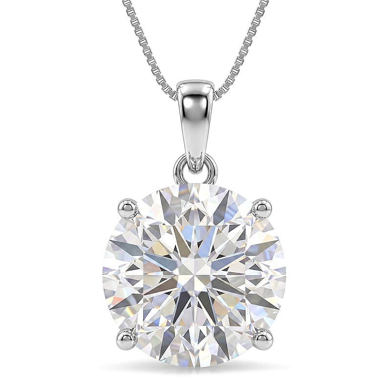 D'Joy Moissanite 10.40 ctw Endless Brilliance Pendant Necklace in Rhodium Over Sterling Silver 18 Inches