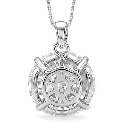 D'Joy Moissanite 10.40 ctw Endless Brilliance Pendant Necklace in Rhodium Over Sterling Silver 18 Inches