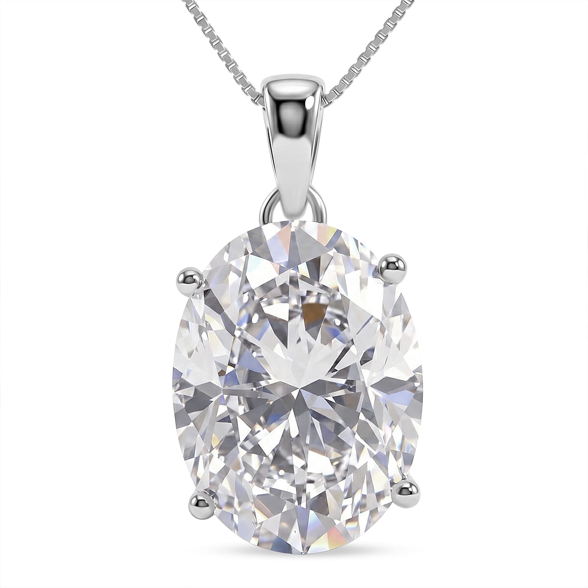D'Joy Moissanite 10.10 ctw Endless Brilliance Pendant Necklace in Rhodium Over Sterling Silver 18 Inches