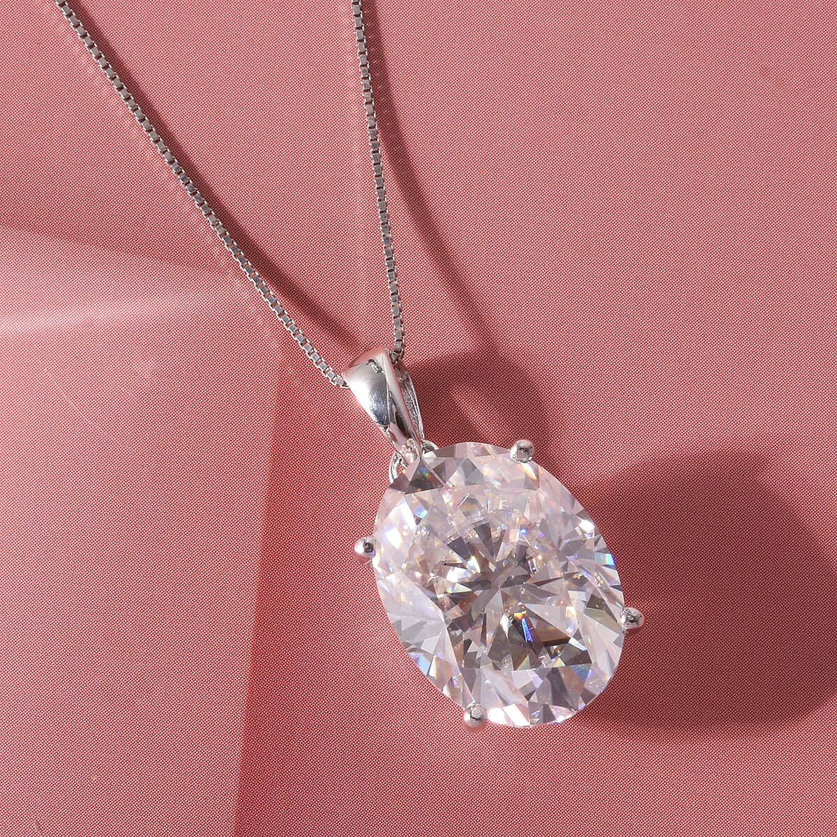 D'Joy Moissanite 10.10 ctw Endless Brilliance Pendant Necklace in Rhodium Over Sterling Silver 18 Inches image number 1