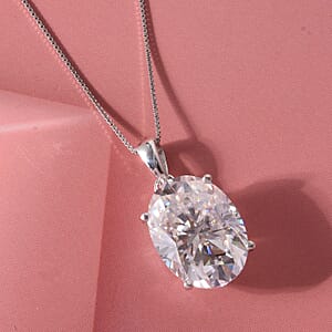 D'Joy Moissanite 10.10 ctw Endless Brilliance Pendant Necklace in Rhodium Over Sterling Silver 18 Inches