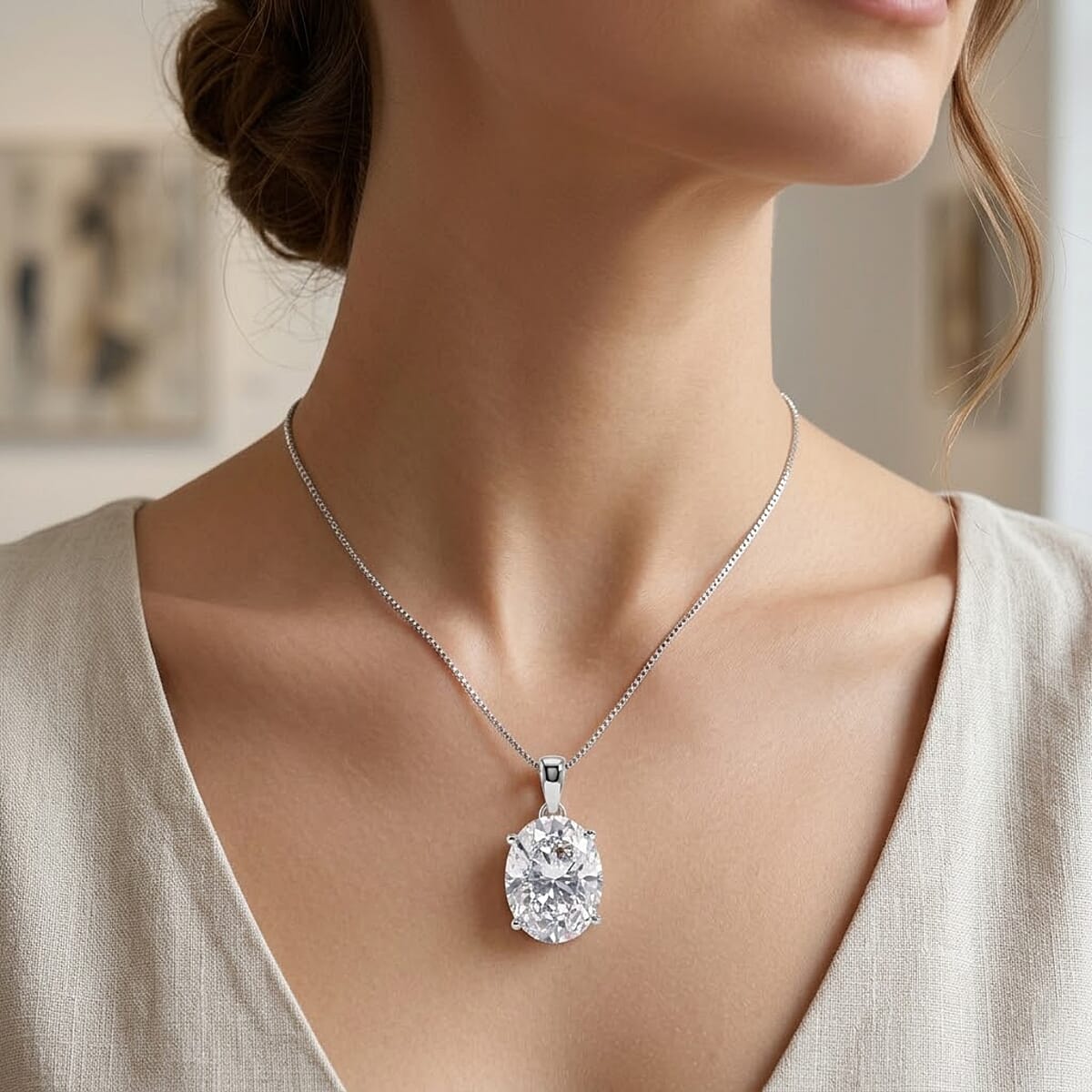 D'Joy Moissanite 10.10 ctw Endless Brilliance Pendant Necklace in Rhodium Over Sterling Silver 18 Inches image number 2