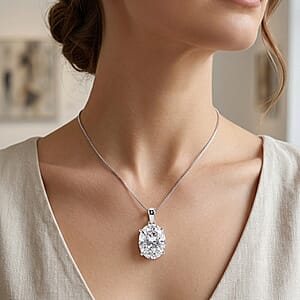 D'Joy Moissanite 10.10 ctw Endless Brilliance Pendant Necklace in Rhodium Over Sterling Silver 18 Inches