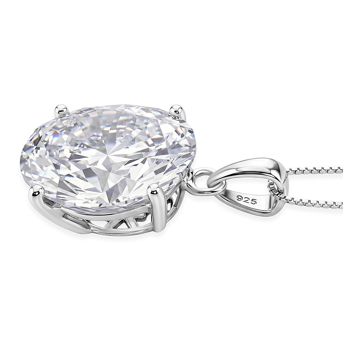 D'Joy Moissanite 10.10 ctw Endless Brilliance Pendant Necklace in Rhodium Over Sterling Silver 18 Inches image number 3