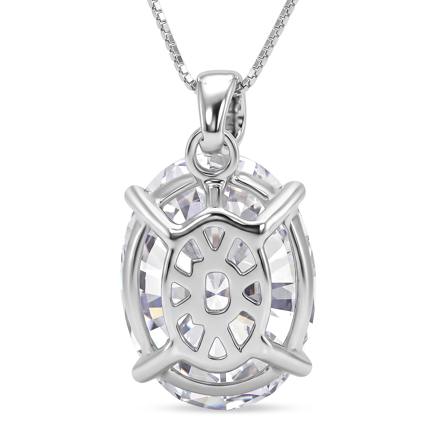 D'Joy Moissanite 10.10 ctw Endless Brilliance Pendant Necklace in Rhodium Over Sterling Silver 18 Inches