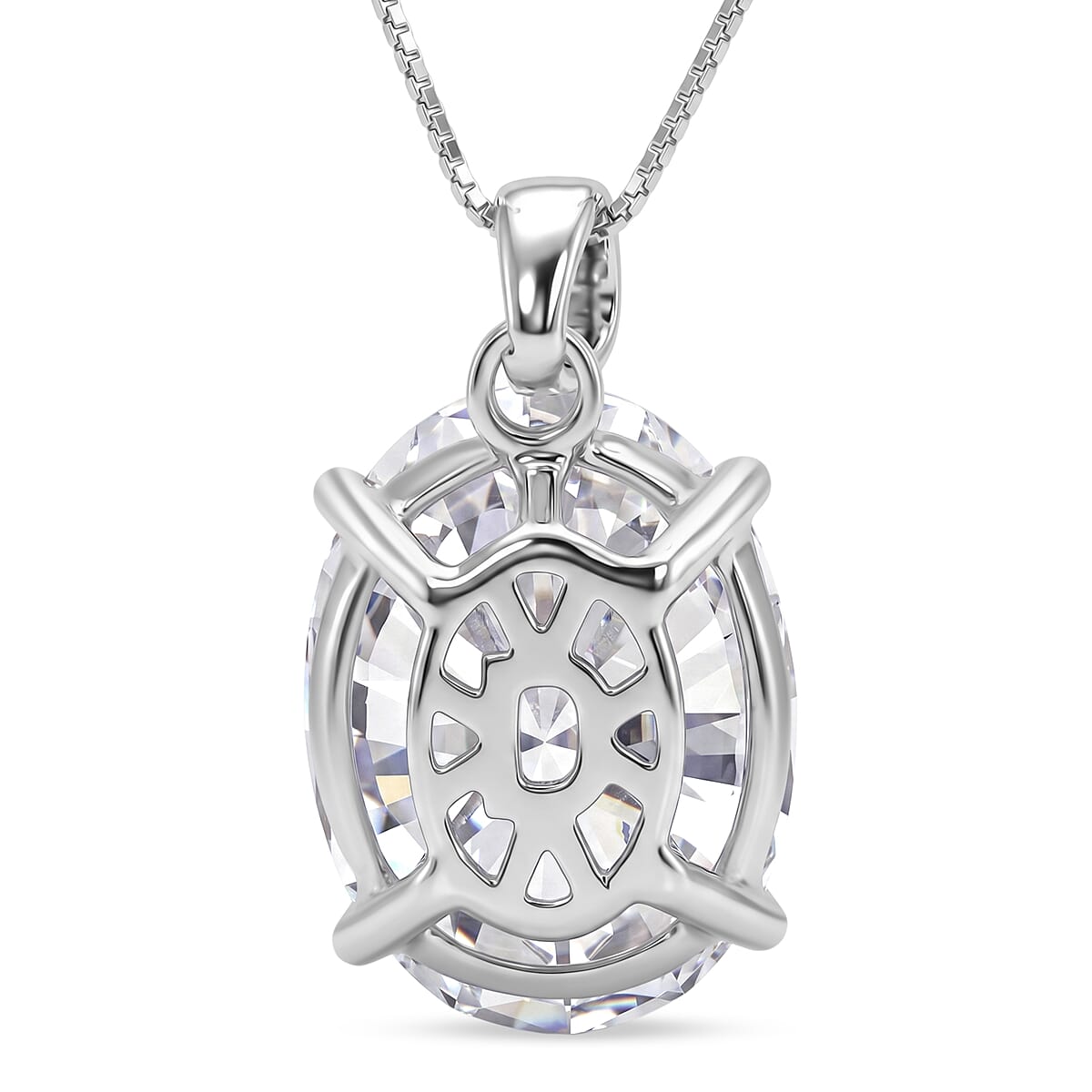 D'Joy Moissanite 10.10 ctw Endless Brilliance Pendant Necklace in Rhodium Over Sterling Silver 18 Inches image number 4