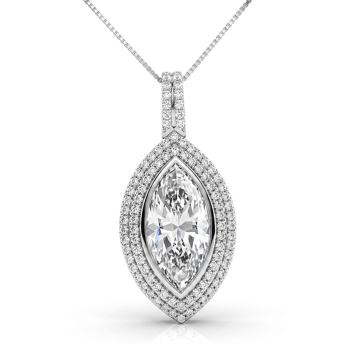 D'Joy Moissanite 4.60 ctw Endless Brilliance Pendant Necklace in Rhodium Over Sterling Silver 18 Inches