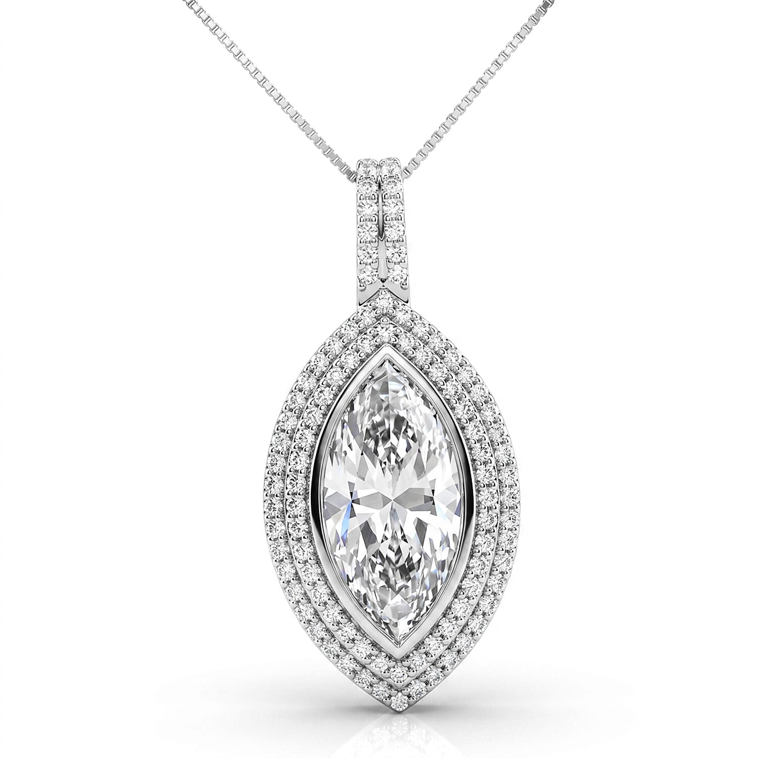 D'Joy Moissanite 4.60 ctw Endless Brilliance Pendant Necklace in Rhodium Over Sterling Silver 18 Inches