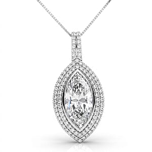 D'Joy Moissanite 4.60 ctw Endless Brilliance Pendant Necklace in Rhodium Over Sterling Silver 18 Inches