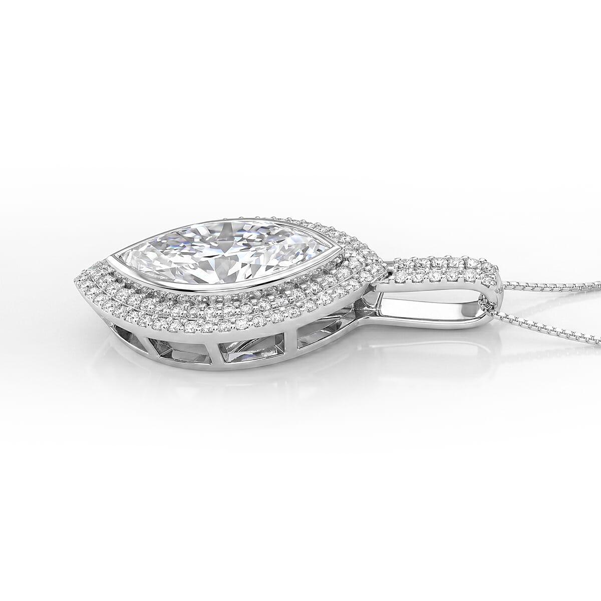 D'Joy Moissanite 4.60 ctw Endless Brilliance Pendant Necklace in Rhodium Over Sterling Silver 18 Inches