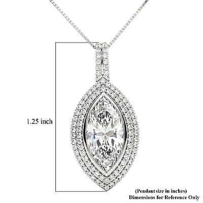 D'Joy Moissanite 4.60 ctw Endless Brilliance Pendant Necklace in Rhodium Over Sterling Silver 18 Inches