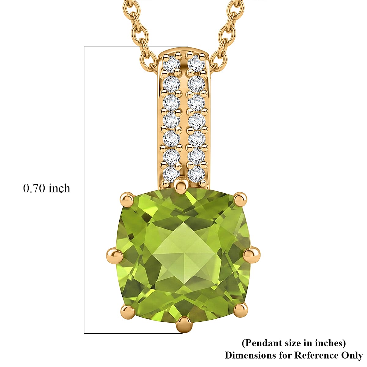 EverTrue Hebei Peridot and White Zircon 2.50 ctw Crown of Light Pendant in 18K YG Plated with ION Plated YG Stainless Steel Necklace 20 Inches image number 5