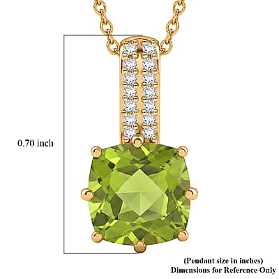 EverTrue Hebei Peridot and White Zircon 2.50 ctw Crown of Light Pendant in 18K YG Plated with ION Plated YG Stainless Steel Necklace 20 Inches