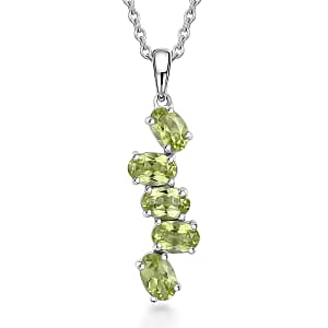 EverTrue Hebei Peridot 2.50 ctw Journey Pendant in Platinum Bond with Stainless Steel Necklace 20 Inches