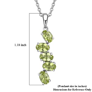 EverTrue Hebei Peridot 2.50 ctw Journey Pendant in Platinum Bond with Stainless Steel Necklace 20 Inches