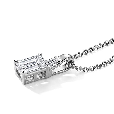 EverTrue Moissanite 1.10 ctw Pendant in Platinum Bond with Stainless Steel Necklace 20 Inches