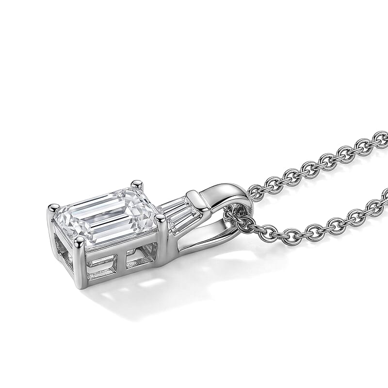 EverTrue Moissanite 1.10 ctw Pendant in Platinum Bond with Stainless Steel Necklace 20 Inches