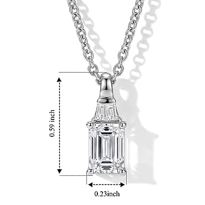 EverTrue Moissanite 1.10 ctw Pendant in Platinum Bond with Stainless Steel Necklace 20 Inches