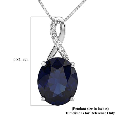 D'Joy Kanchanaburi Blue Sapphire (DF) and Moissanite 4.50 ctw Midnight Infinity Pendant Necklace in Rhodium Over Sterling Silver 18 Inches