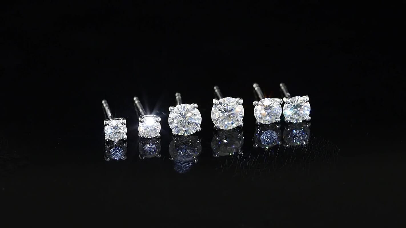 Moissanite (Rnd 6mm) Set of 3 Earrings in Platinum Over Sterling Silver 3.00 ctw