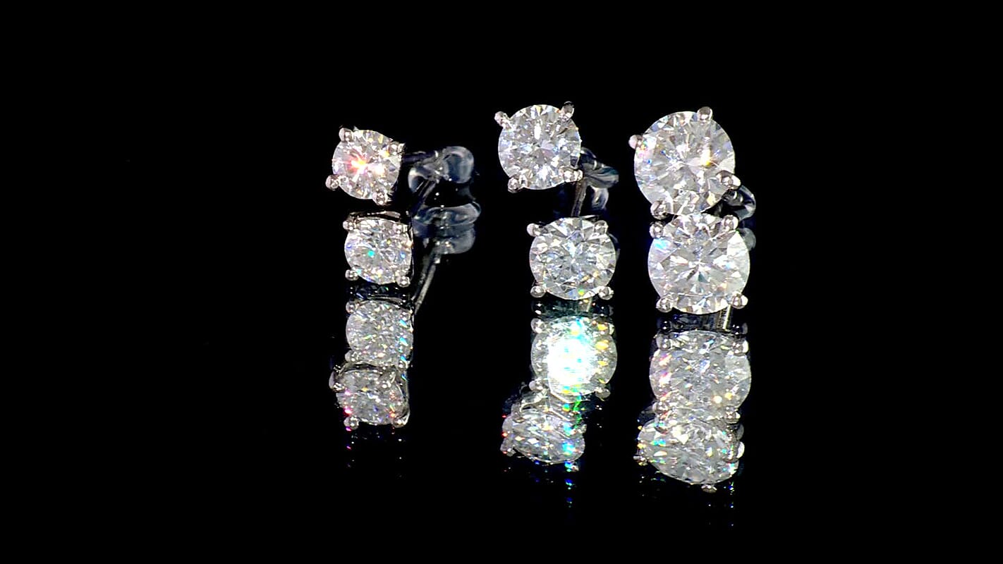 Moissanite (Rnd 6mm) Set of 3 Earrings in Platinum Over Sterling Silver 3.00 ctw