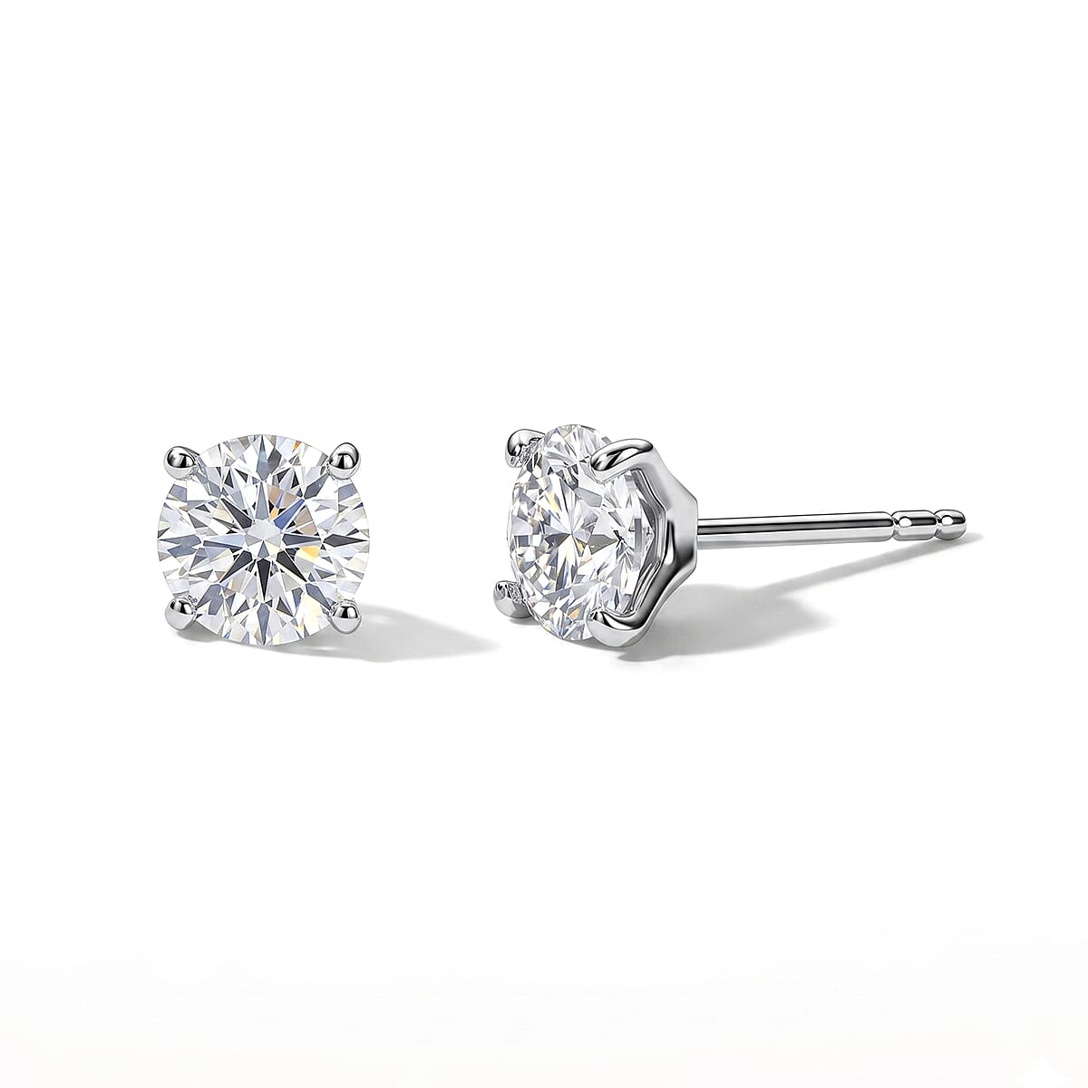 Moissanite (Rnd 6mm) Set of 3 Earrings in Platinum Over Sterling Silver 3.00 ctw image number 1