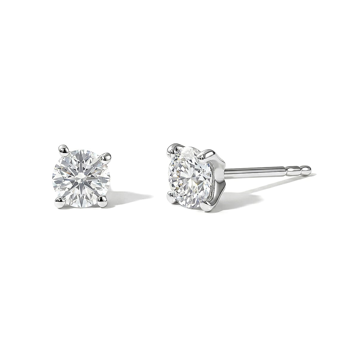 Moissanite (Rnd 6mm) Set of 3 Earrings in Platinum Over Sterling Silver 3.00 ctw image number 2