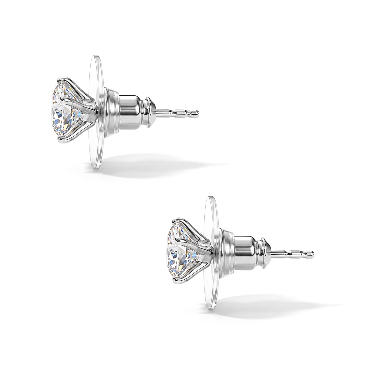 Moissanite (Rnd 6mm) Set of 3 Earrings in Platinum Over Sterling Silver 3.00 ctw image number 4