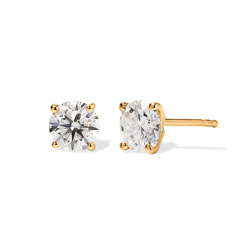 Moissanite 3.00 ctw Set of 3 Earrings in 18K YG Plated Sterling Silver